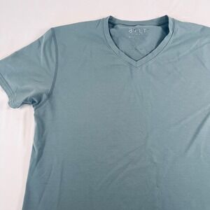 BYLT Premium Basics Drop Cut Lux V-Neck T-Shirt Blue Mens Large Short Sleeve